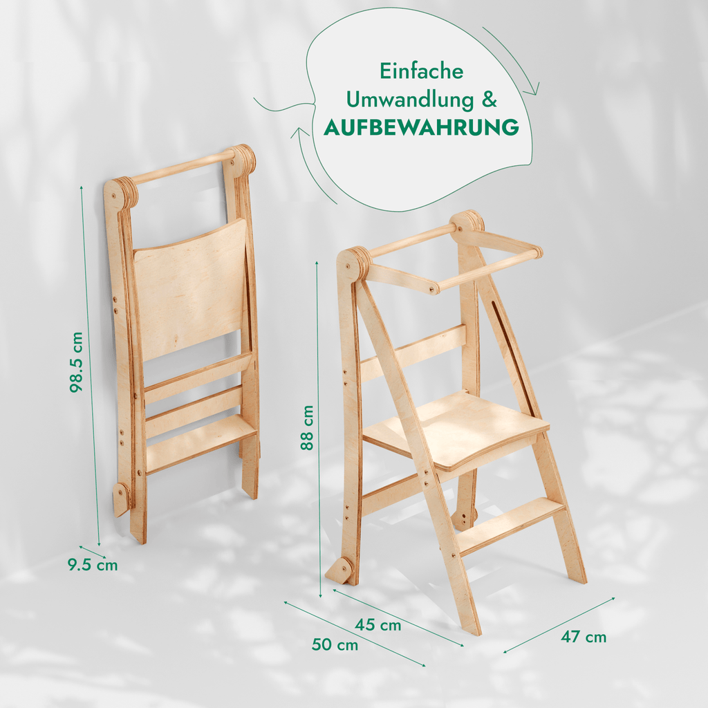Holz Lernleiter Montessori: Hocker für Kinder - Graphit